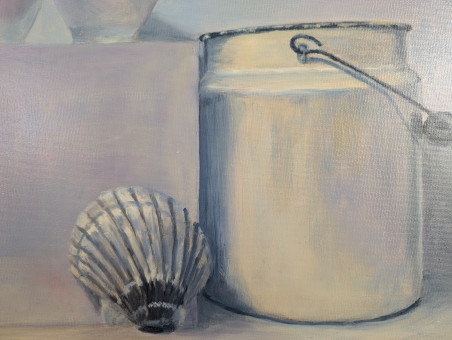 White Still-Life original painting by Irena Jasiūnienė. Still-Life