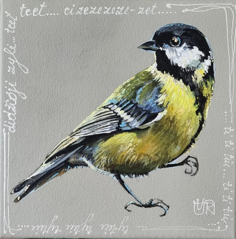 The Great Tit original painting by Rasa Tamošiūnienė. Animalistic Paintings