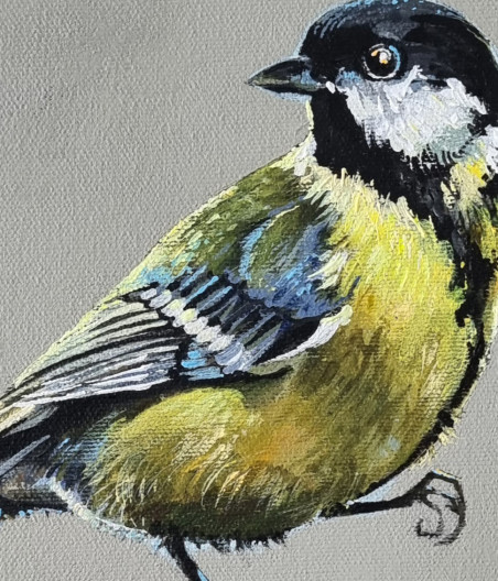 The Great Tit original painting by Rasa Tamošiūnienė. Animalistic Paintings