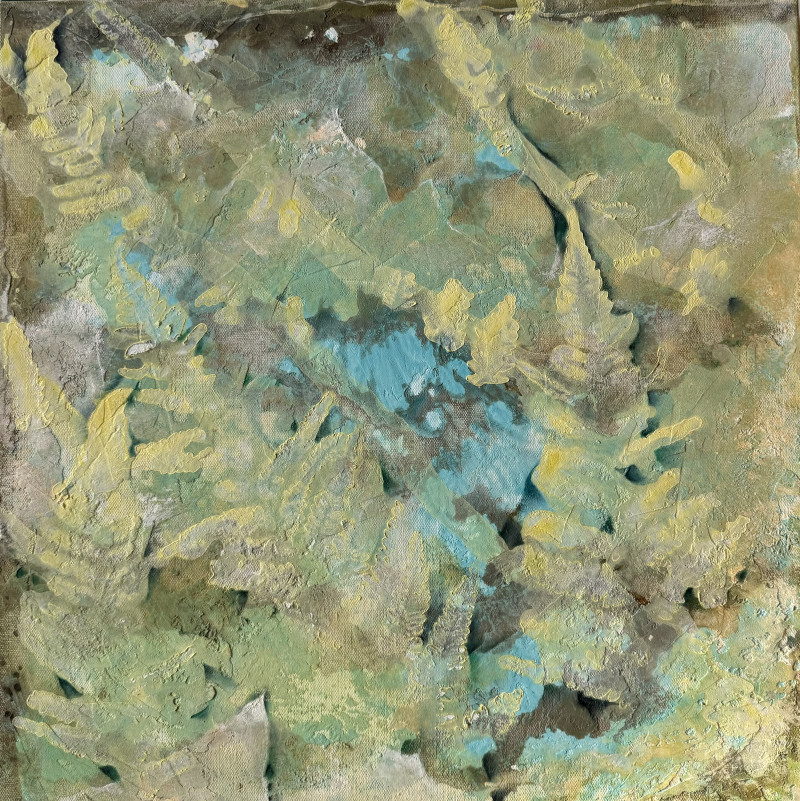 Fern Covered Summer Secrets I original painting by Živilė Vaičiukynienė. Abstract Paintings