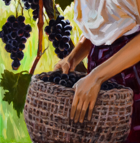 The grape picker II original painting by Serghei Ghetiu. Realism