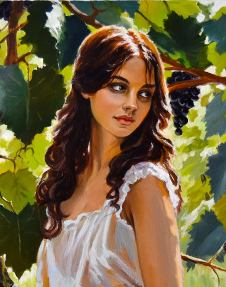 The grape picker II original painting by Serghei Ghetiu. Realism