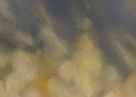 Golden Clouds original painting by Daiva Karaliūtė. Lithuanian Landscape Paintings