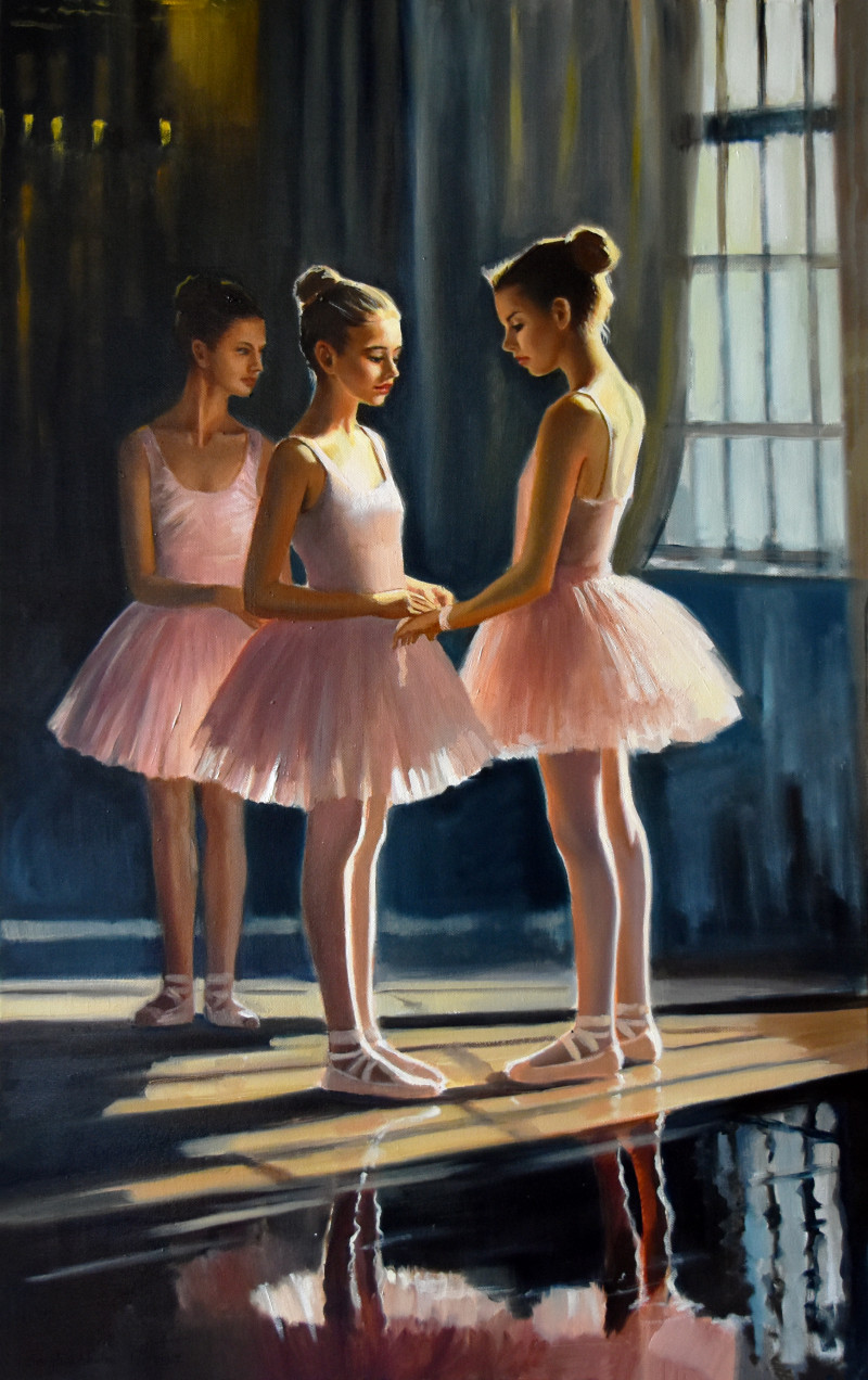 At the Ballet Studio original painting by Serghei Ghetiu. Dance - Music