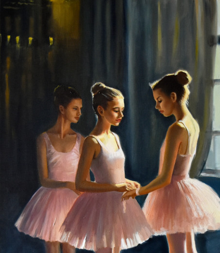 At the Ballet Studio original painting by Serghei Ghetiu. Dance - Music