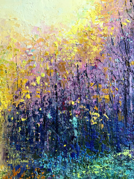 September Shimmering With Gold original painting by Nijolė Grigonytė Lozovska. Lithuanian Landscape Paintings