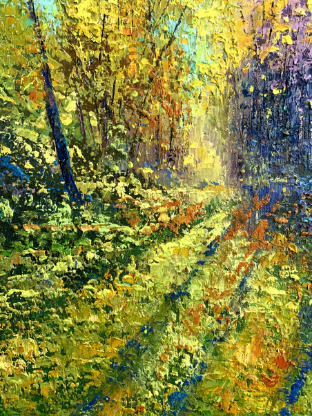 September Shimmering With Gold original painting by Nijolė Grigonytė Lozovska. Lithuanian Landscape Paintings