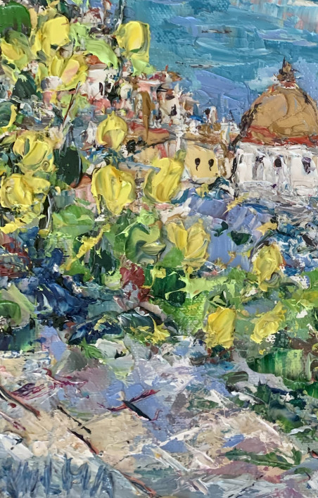 Amalfi Landscape original painting by Vilma Gataveckienė. Lithuanian Landscape Paintings