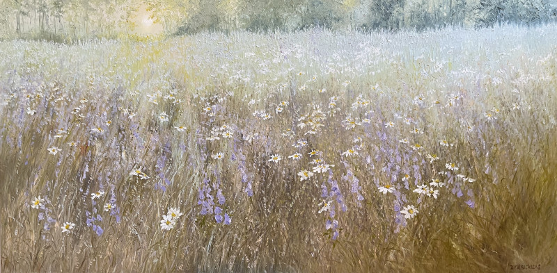 Dewy Morning original painting by Danutė Virbickienė. Lithuanian Landscape Paintings