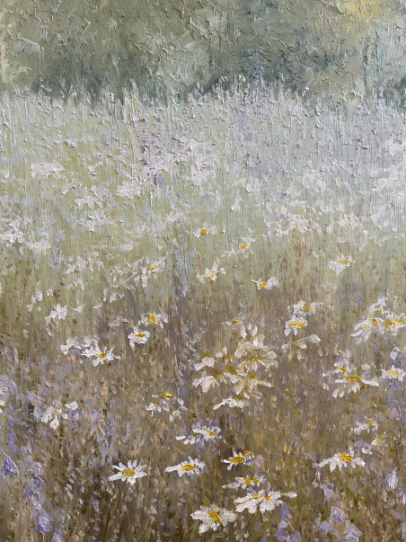 Dewy Morning original painting by Danutė Virbickienė. Lithuanian Landscape Paintings