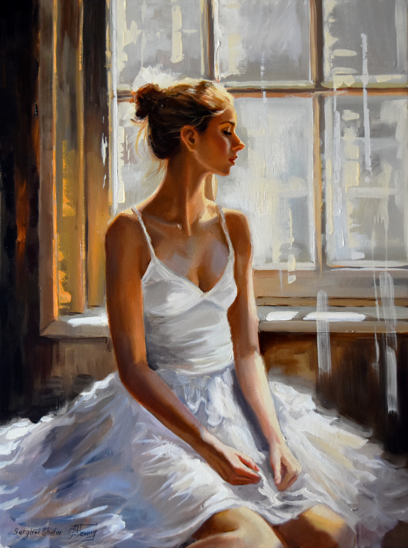 Ballerina at the Window original painting by Serghei Ghetiu. Dance - Music