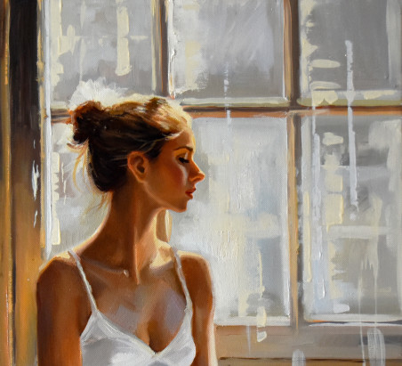 Ballerina at the Window original painting by Serghei Ghetiu. Dance - Music