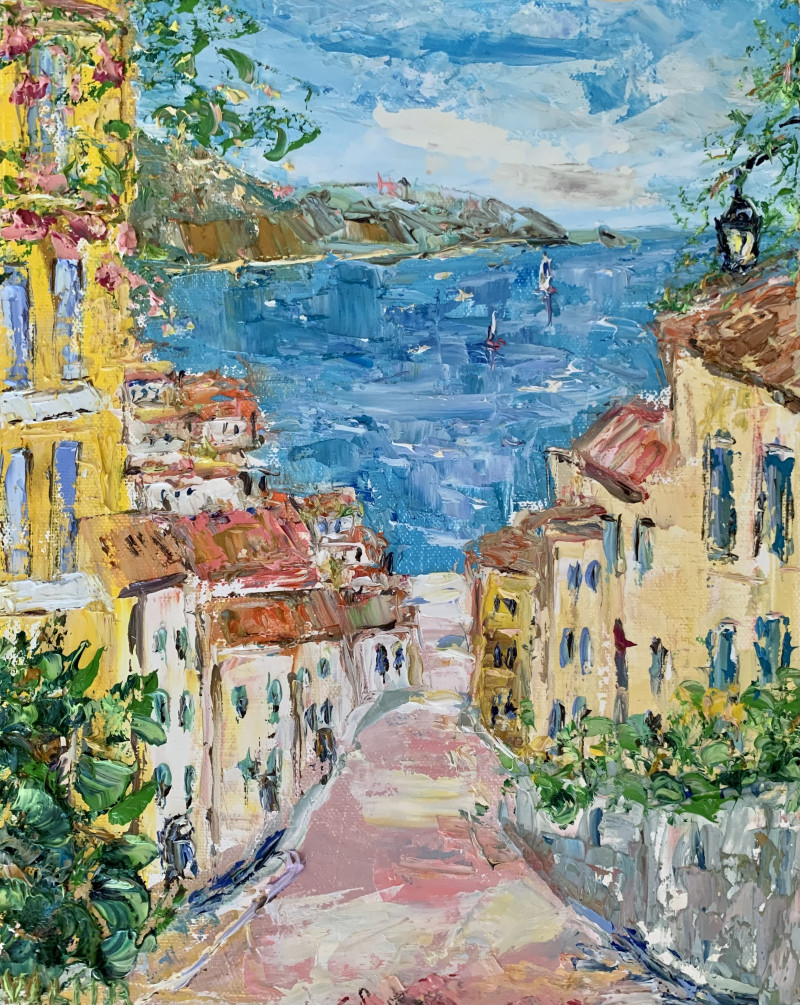 Day in Nice, France original painting by Vilma Gataveckienė. Lithuanian Landscape Paintings