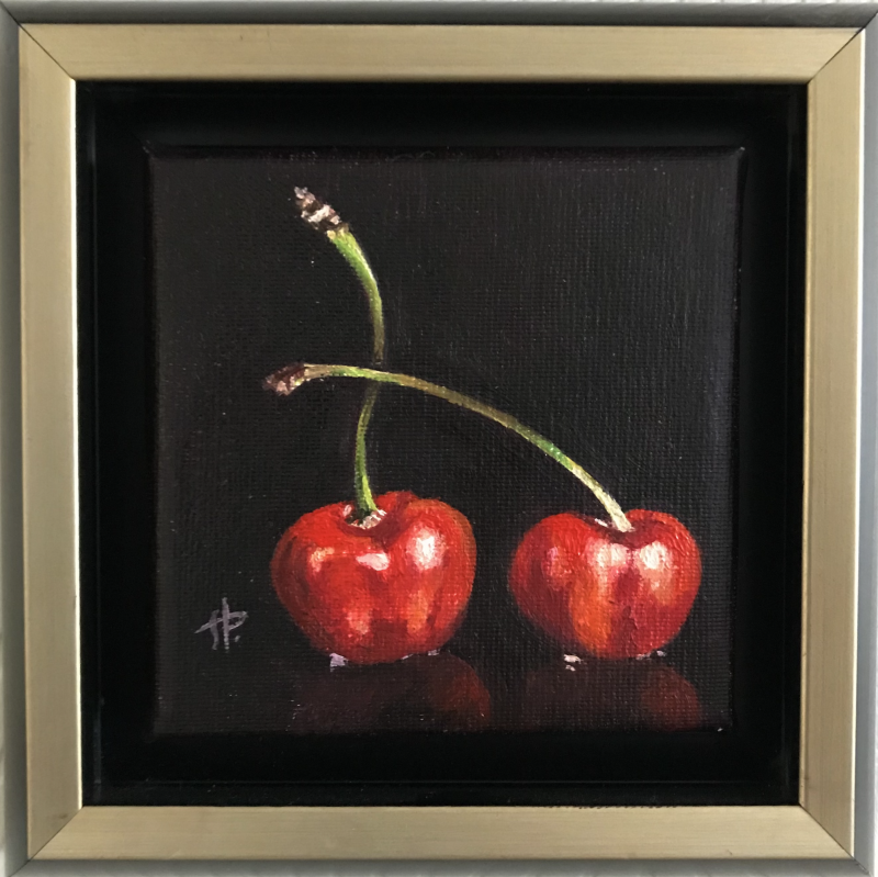 Cherries original painting by Sigita Paulauskienė. Miniature