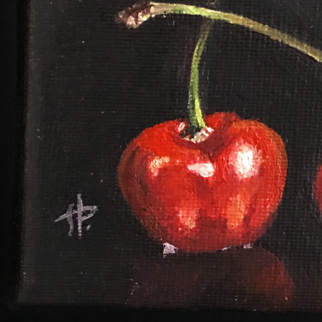 Cherries original painting by Sigita Paulauskienė. Miniature