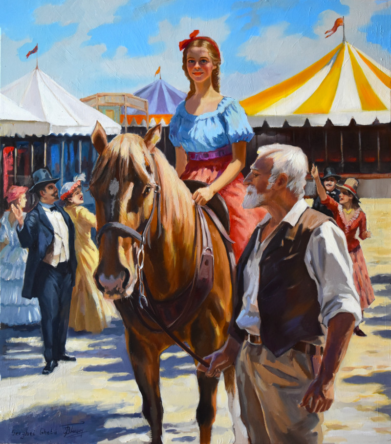 In the Circus Town original painting by Serghei Ghetiu. Paintings With People