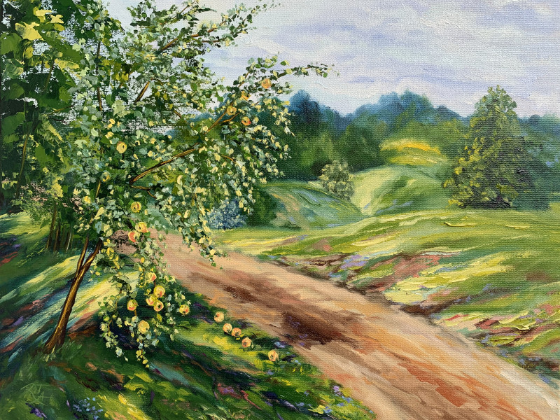 Shining Summer original painting by Rita Medvedevienė. Lithuanian Landscape Paintings