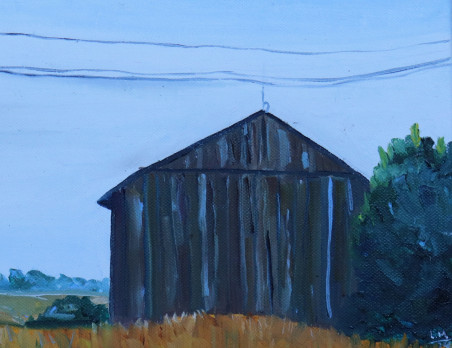 The Barn original painting by Laura Mikutavičienė. Lithuanian Landscape Paintings