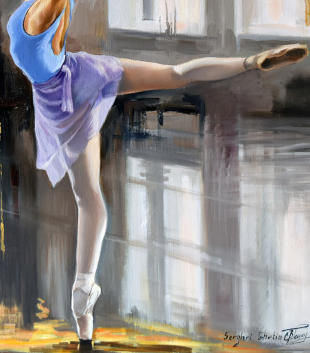 At the Ballet Studio II original painting by Serghei Ghetiu. Dance - Music