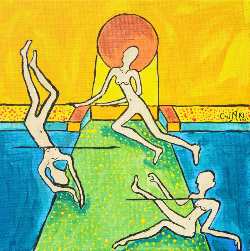 Swimmers original painting by Orinta Klimaitė. Paintings With People