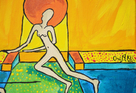 Swimmers original painting by Orinta Klimaitė. Paintings With People