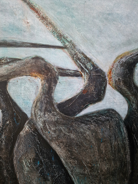 CRANES VIII original painting by Živilė Rudzikaitė Matuzonienė. Animalistic Paintings