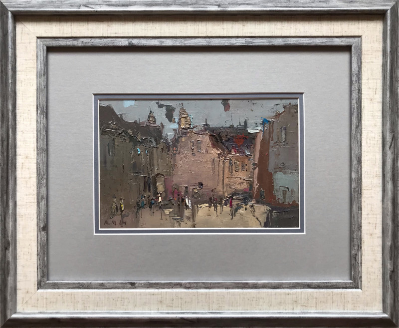 Neighbors of the Old Town original painting by Aidaras Merkevičius. Urbanistic - Cityscape