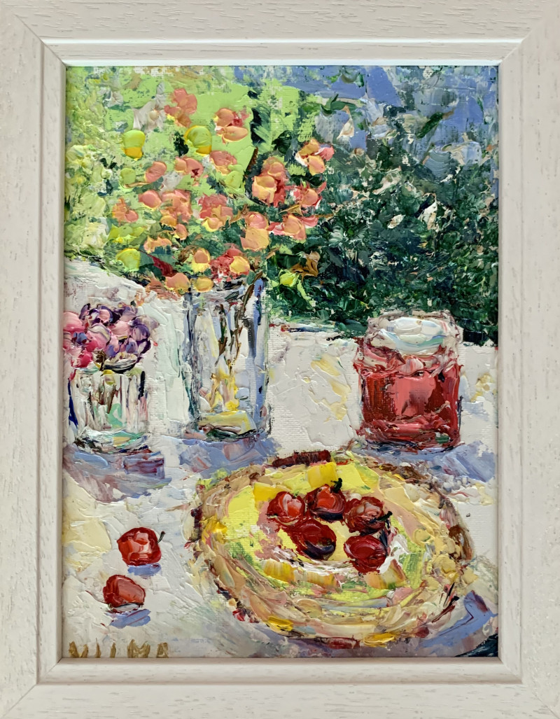 Still life in the garden original painting by Vilma Gataveckienė. Still-Life