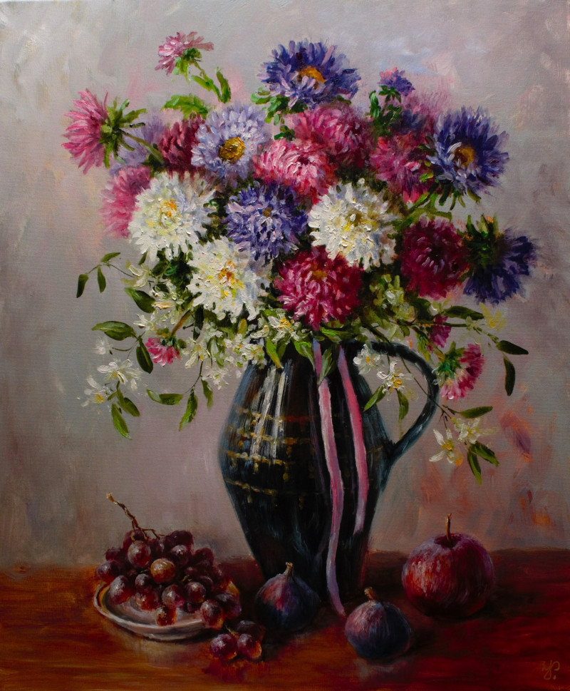 Mid-September original painting by Irma Pažimeckienė. Still-Life