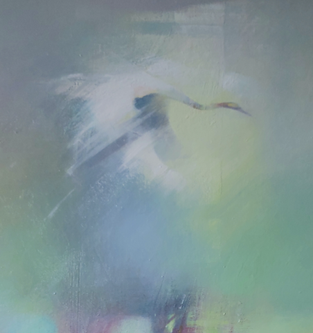 THE CRY OF A WHITE CRANE original painting by Aistė Jurgilaitė. Contemporary Art