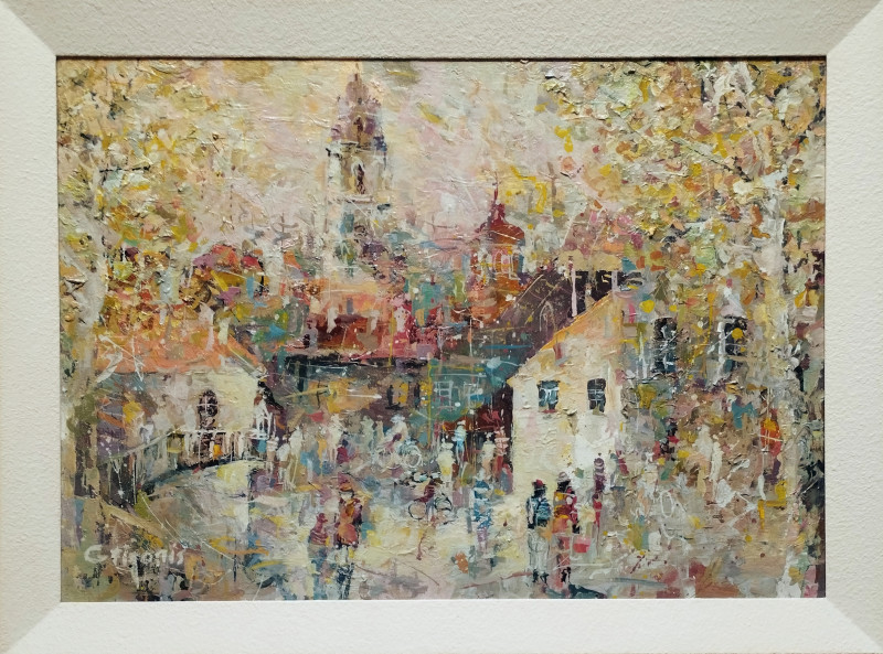 Vilnius In Autumn original painting by Česlovas Grigonis. Lithuanian Landscape Paintings