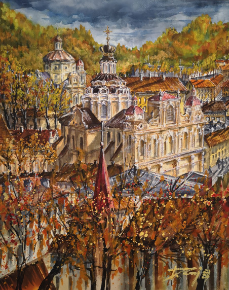 Autumn Landscape of Vilnius 2024 original painting by Dmitrij Zuj. Home