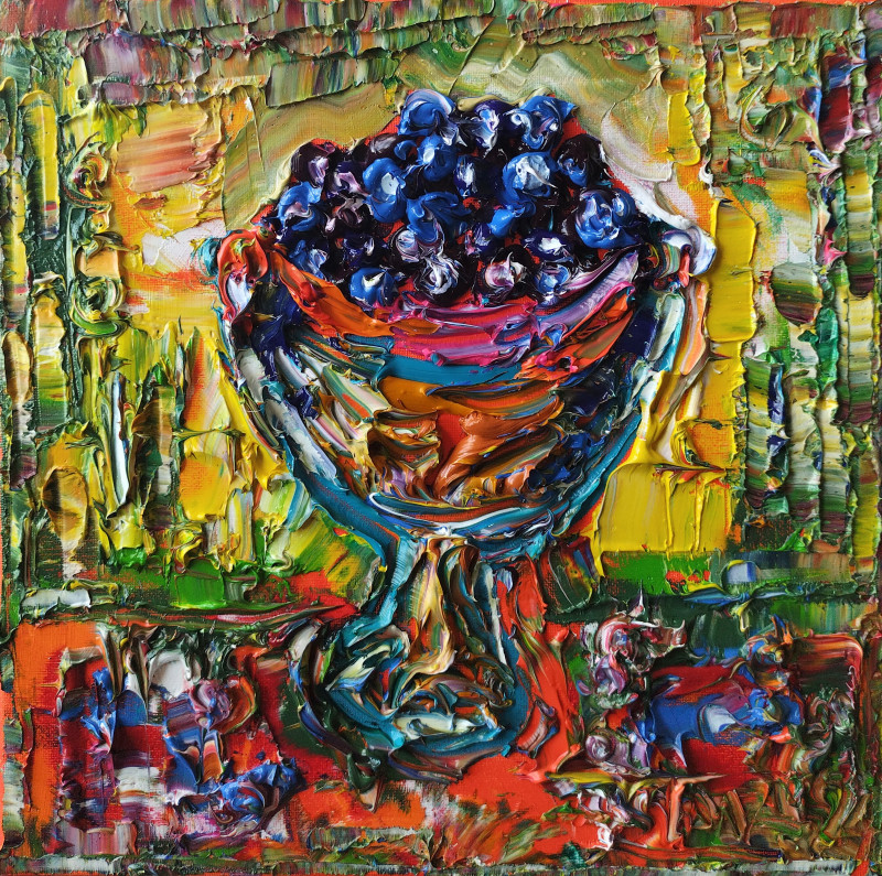 Vase With Blueberries original painting by Simonas Gutauskas. Still-Life