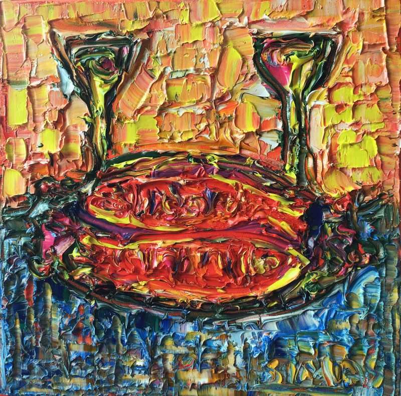 Fishes and Wine original painting by Simonas Gutauskas. Still-Life