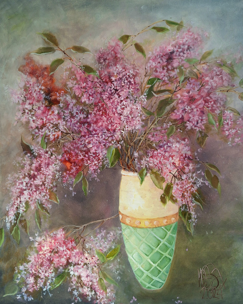 Lilacs original painting by Inesa Škeliova. Still-Life