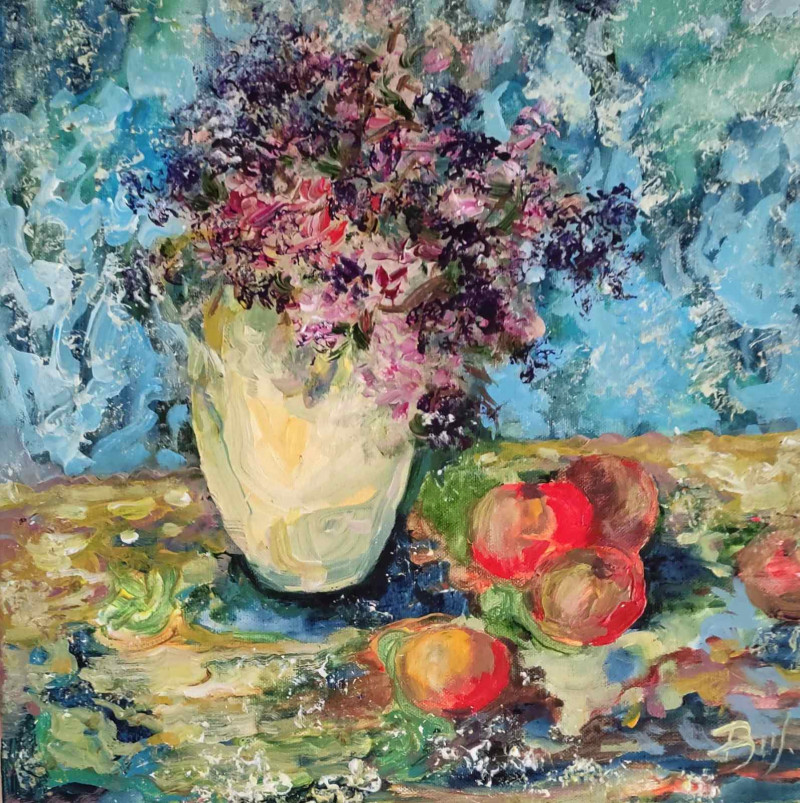 Red Apples original painting by Birutė Butkienė. Flowers