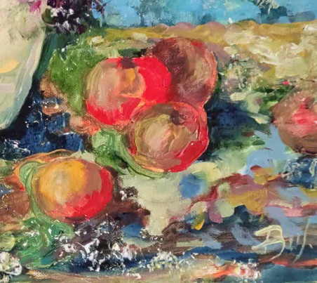 Red Apples original painting by Birutė Butkienė. Flowers