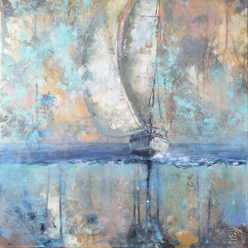 Curb the Wind original painting by Daiva Rožukienė. Marine Art