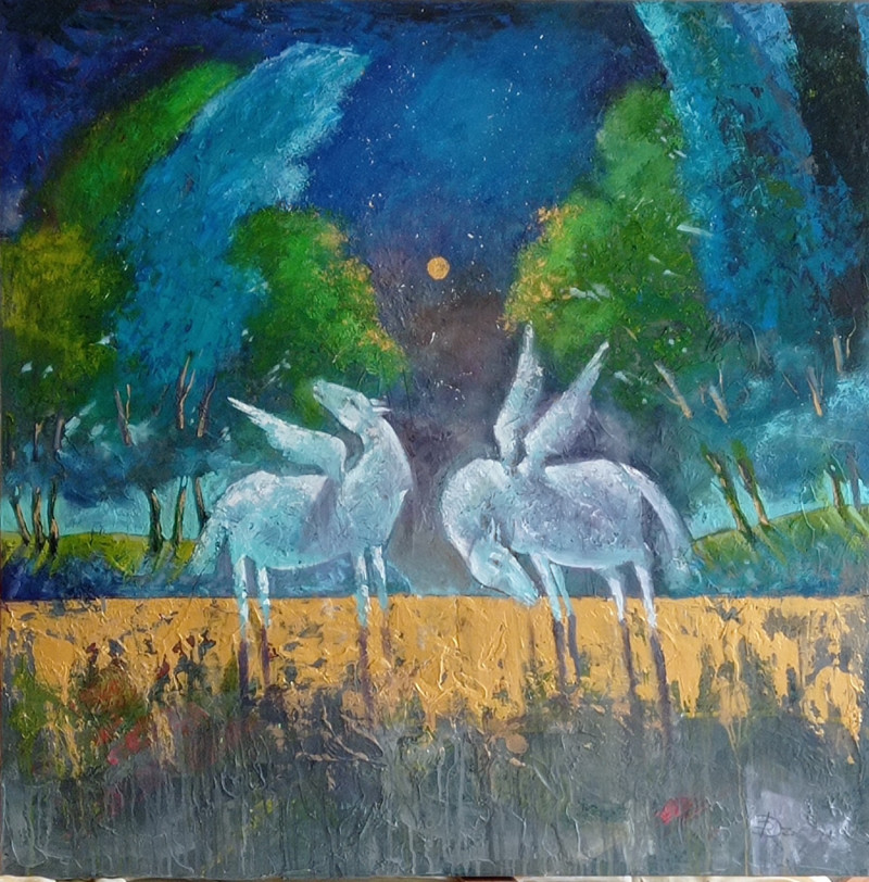 Pegasus original painting by Raimundas Dzimidavičius. Fantastic