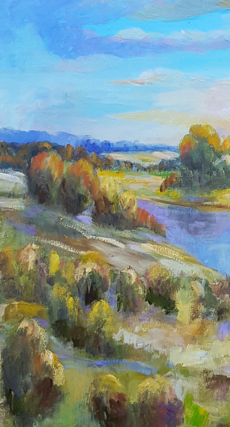 Autumnal original painting by Voldemaras Valius. Lithuanian Landscape Paintings