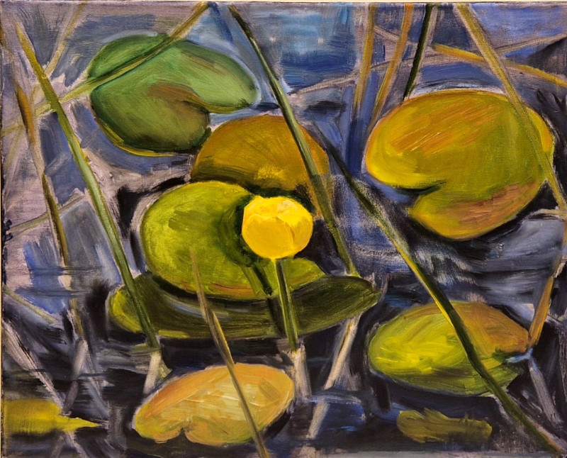 Yellow Lily original painting by Dalia Motiejūnienė. Flowers