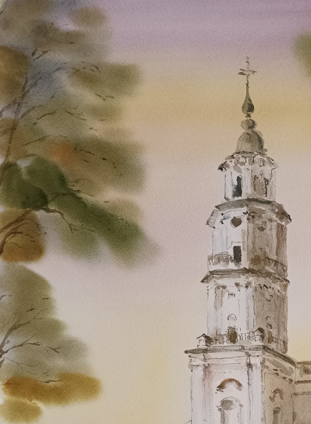 Kaunas Town Hall 16 original painting by Jūratė Sasnauskienė. Urbanistic - Cityscape