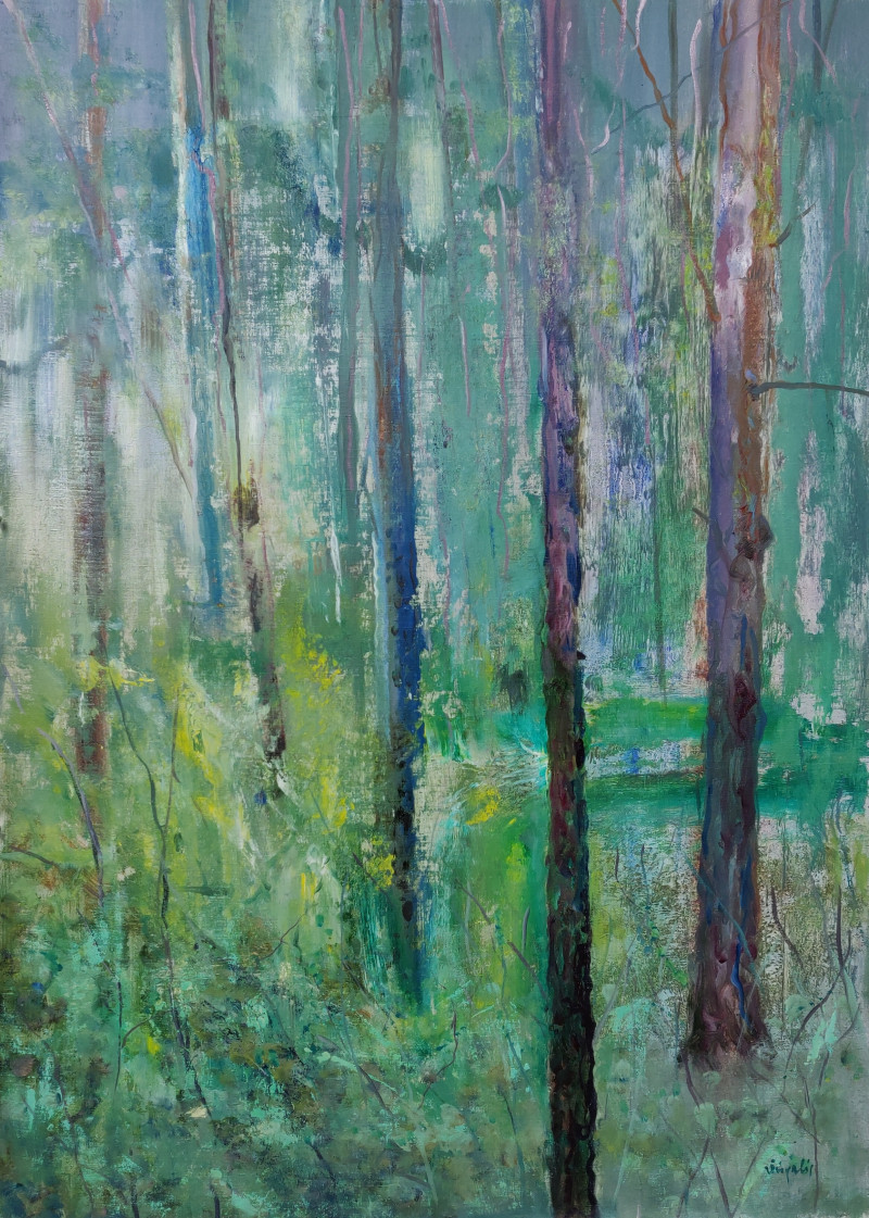 Light in the Forest original painting by Vytautas Žirgulis. Lithuanian Landscape Paintings