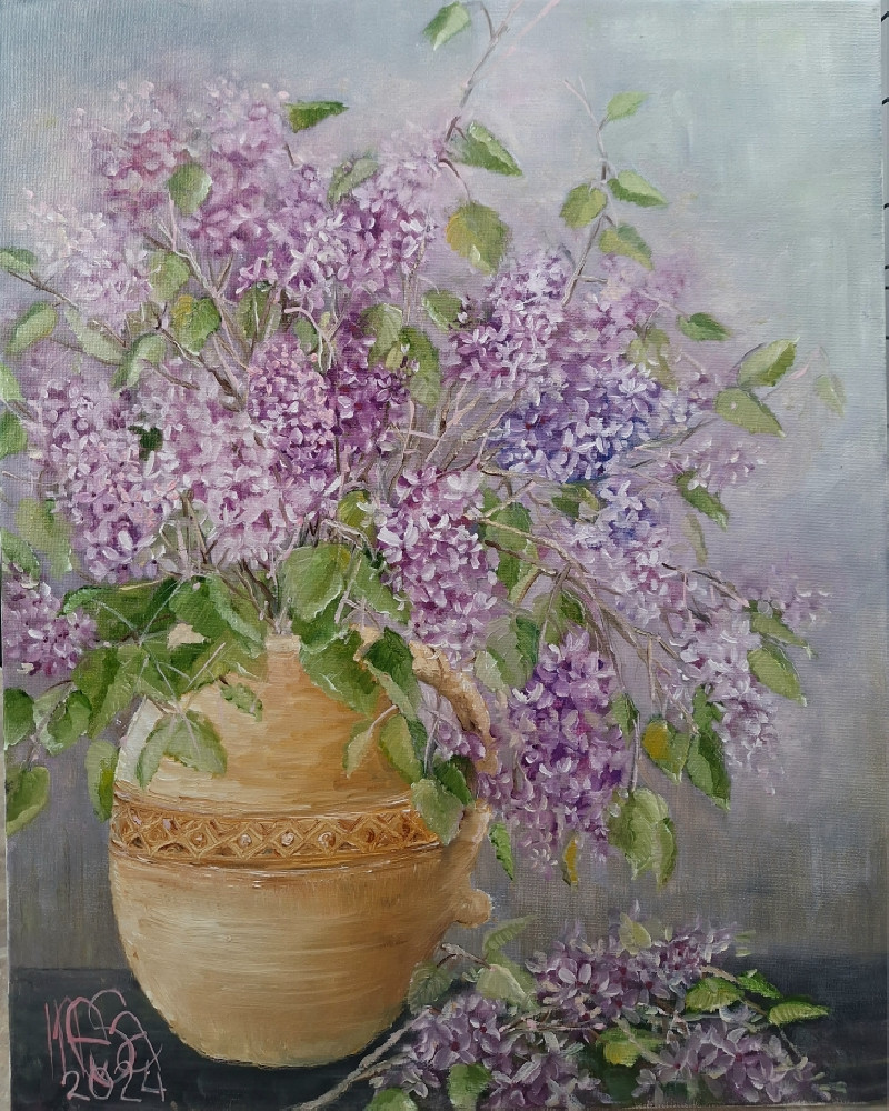 Lilacs 3 original painting by Inesa Škeliova. Still-Life