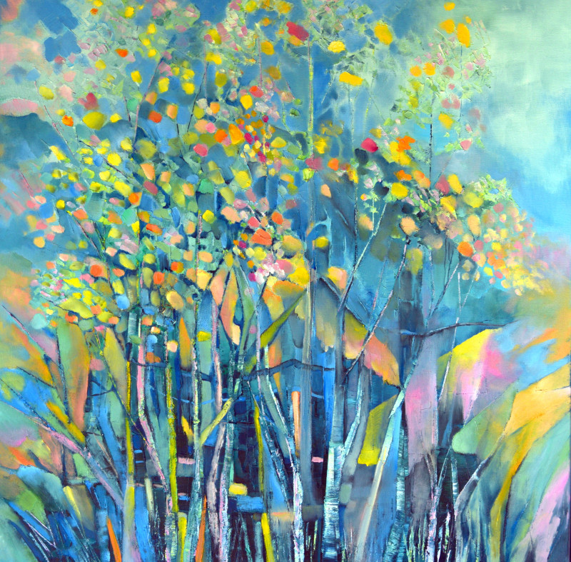 Blooming Autumn original painting by Lina Urbanavičienė. Lithuanian Landscape Paintings