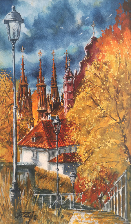 Vilnius. Autumn Landscape 2024 original painting by Dmitrij Zuj. Lithuanian Landscape Paintings