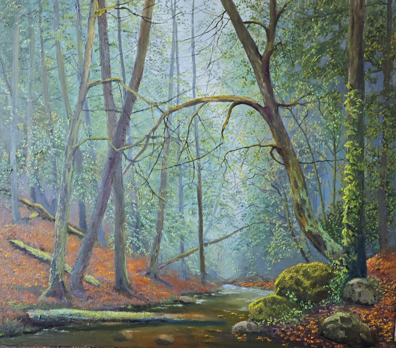 Secrets of the Forest original painting by Vladimiras Jarmolo. Lithuanian Landscape Paintings