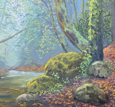 Secrets of the Forest original painting by Vladimiras Jarmolo. Lithuanian Landscape Paintings