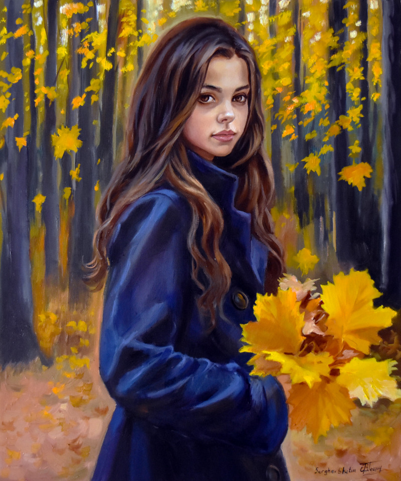 The Autumn Portrait II original painting by Serghei Ghetiu. Realism