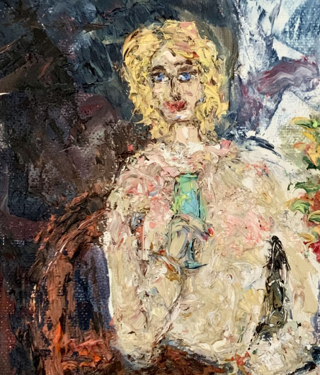 Young Woman With Glass original painting by Vilma Gataveckienė. Paintings With People